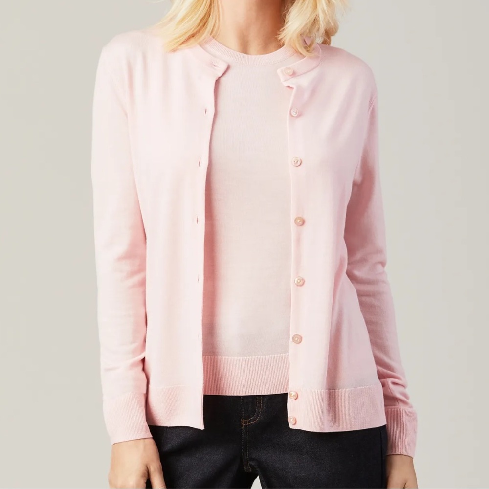 Brooks Brothers Light Pink Merino Wool Cardigan XS